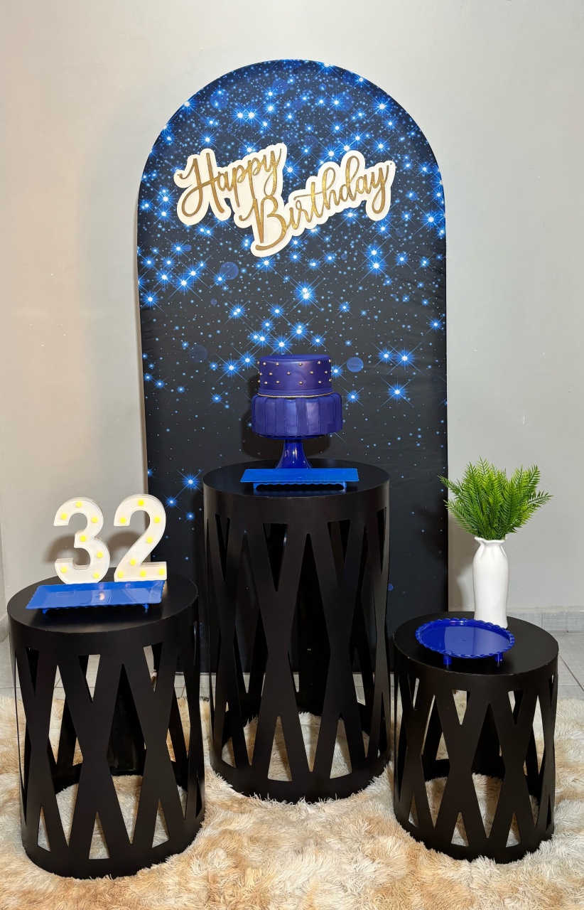 Romano Azul Glitter Lâmpadas 02 - Shalom Festas Pegue e Monte 