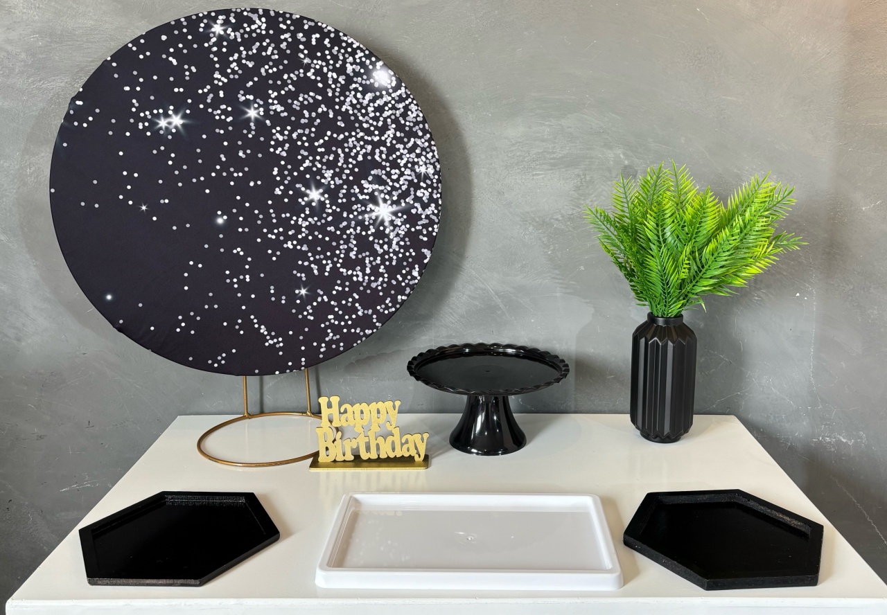 Mini Kit Preto Glitter 02 - Shalom Festas Pegue e Monte 