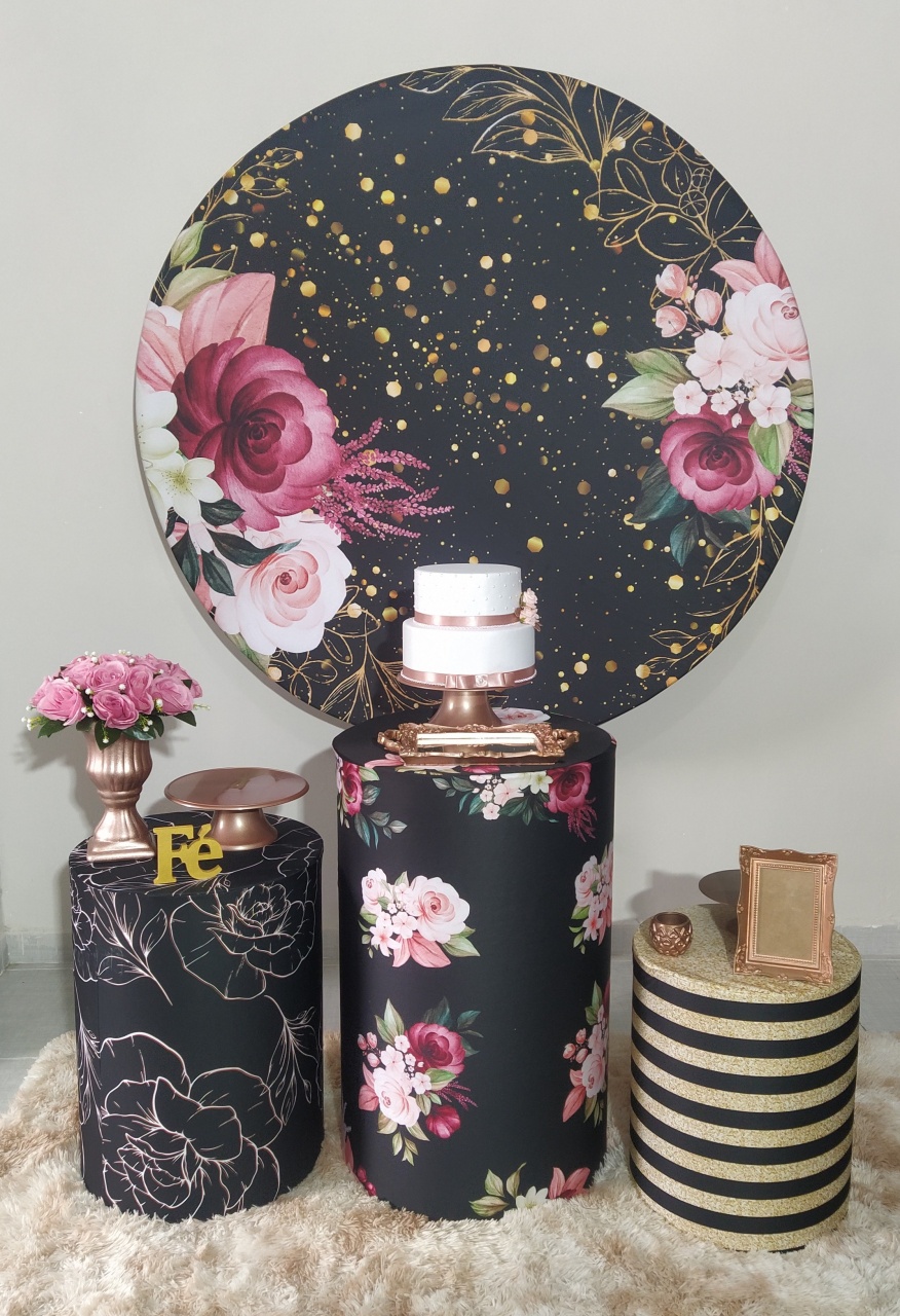 Floral Preto 02 - Shalom Festas Pegue e Monte 