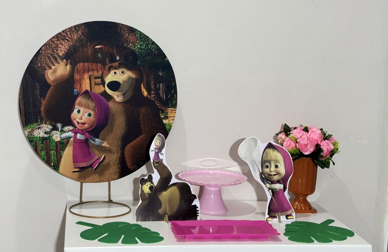 Mini Kit Masha E Urso 01 - Shalom Festas Pegue e Monte 