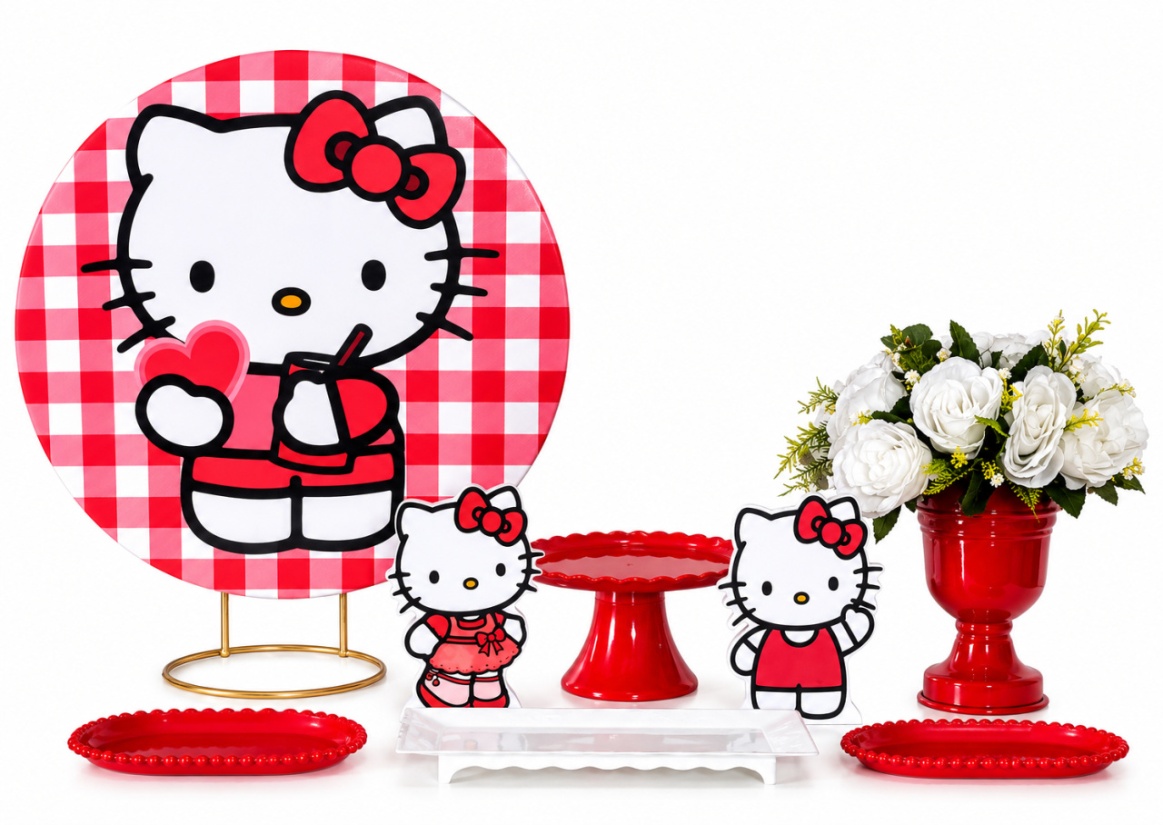 Hello Kitty Vermelha 01 - Shalom Festas Pegue e Monte 