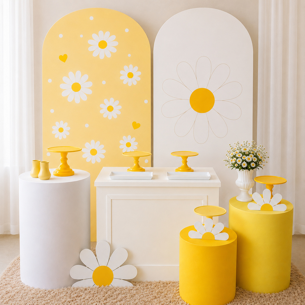 Decoração Margarida Amareo E Branco Composto - Lindalci Oliveira