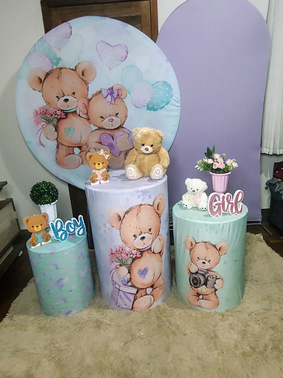 Casal Ursos/Chá Revelação  - Alegria Art&decor