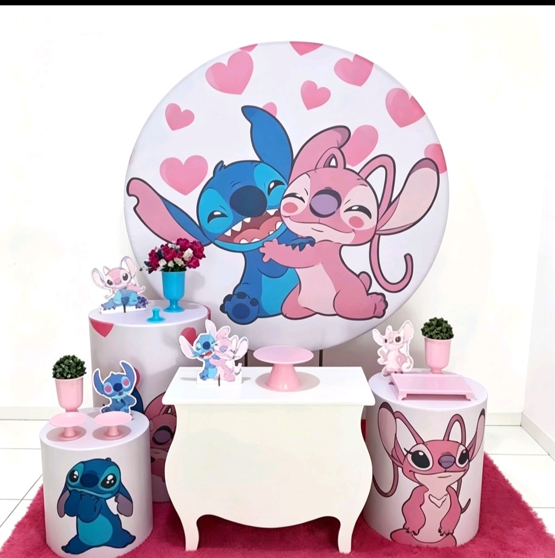 Tema Stitch Branco E Rosa - Espaçocriarfestas