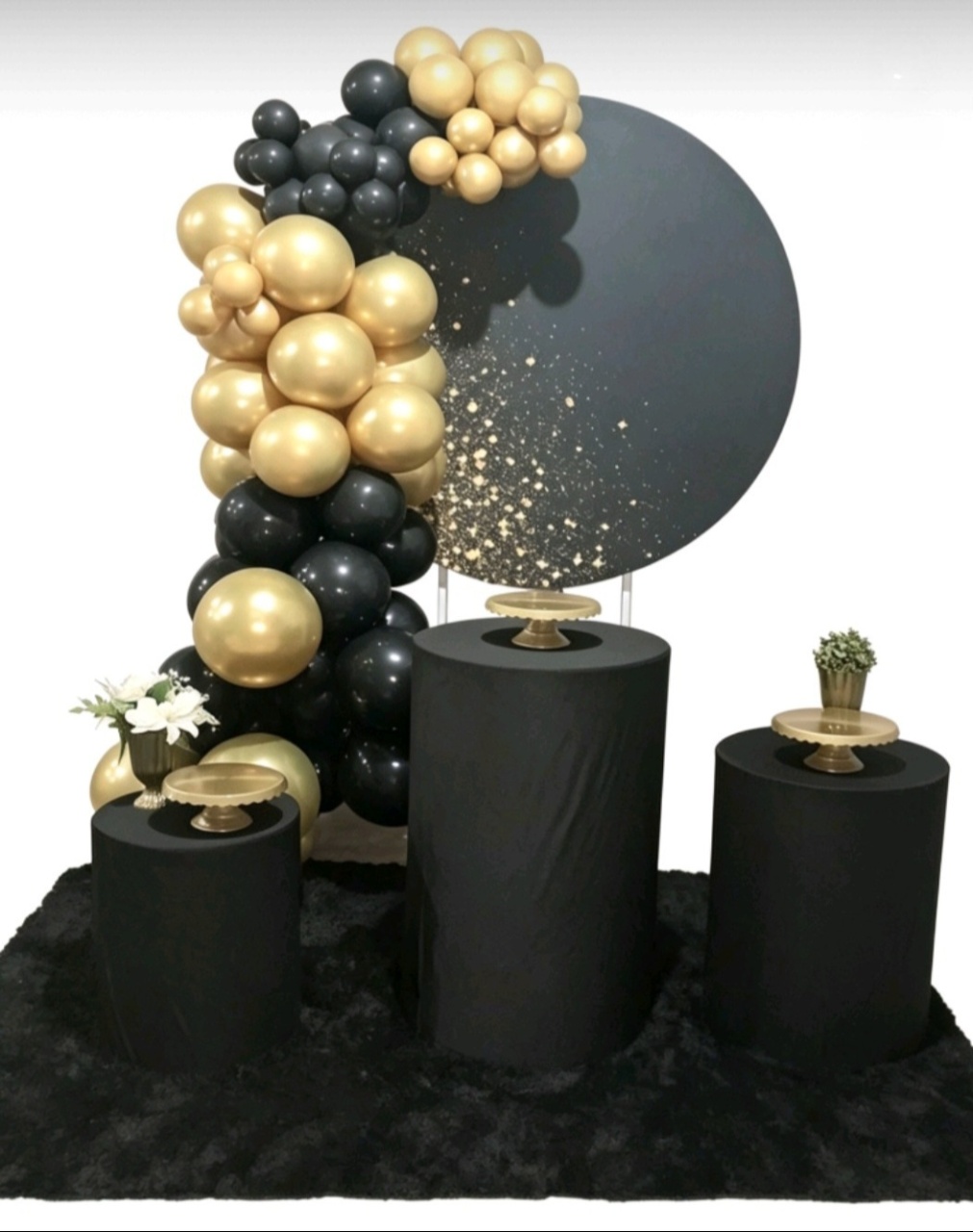 Painel Adulto Preto E Dourado(Estrelas) - Espaçocriarfestas