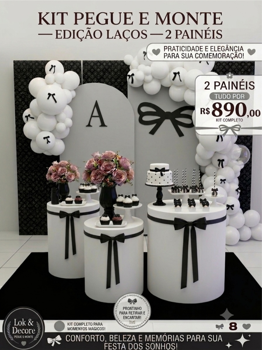 Edição "Laços Luxo" - Victoria's Secret - Branco + Preto - Lok&Decore