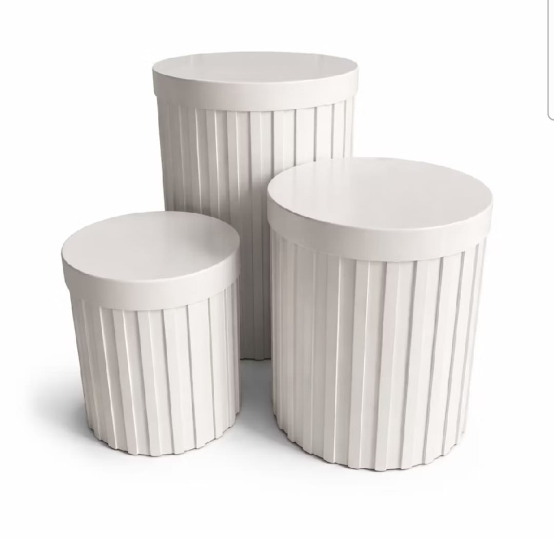 Cilindros Ripados Branco - Encante festas e locações