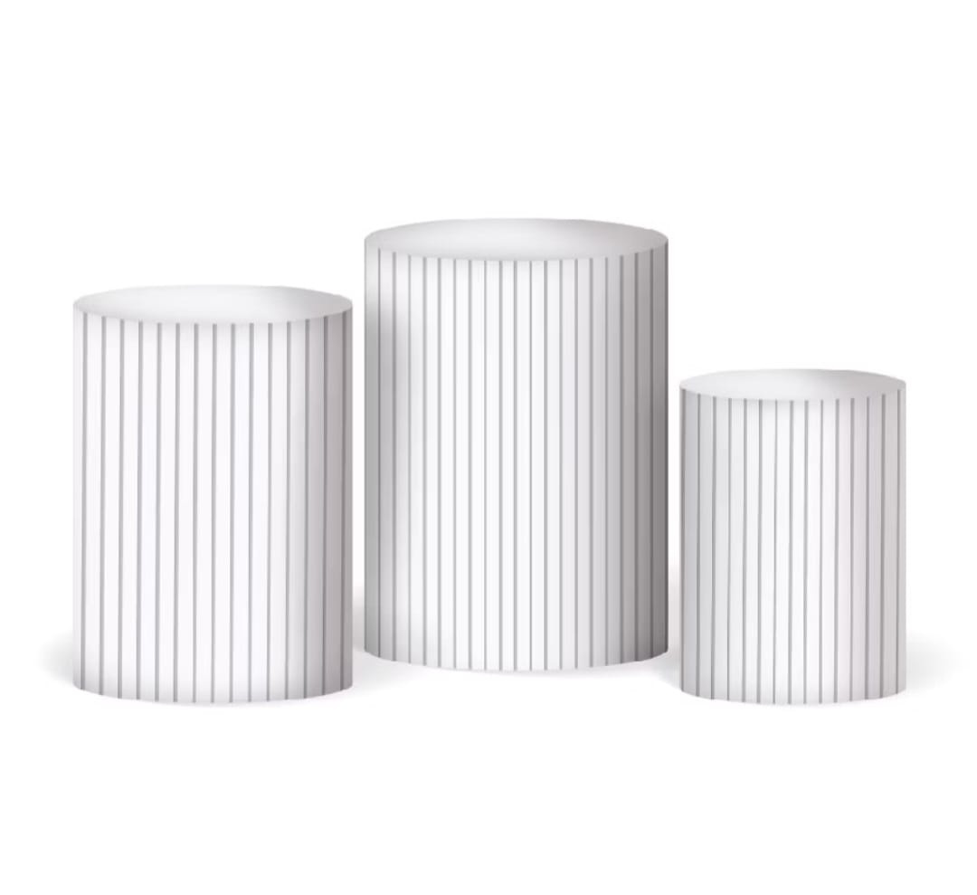 Capas de Cilindros Ripados Branco - Encante festas e locações