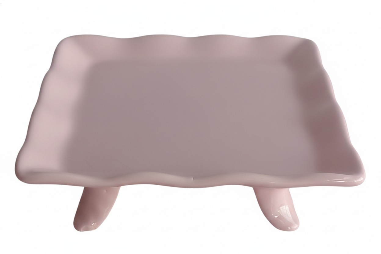 Bandeja Quadrada Rosa Candy  - Rosa Chiclete Loque e Decore