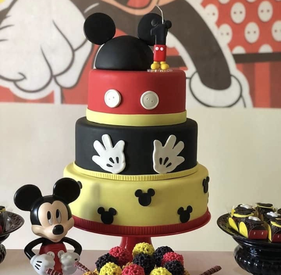 Bolo Fake Mickey - Rosa Chiclete Loque e Decore
