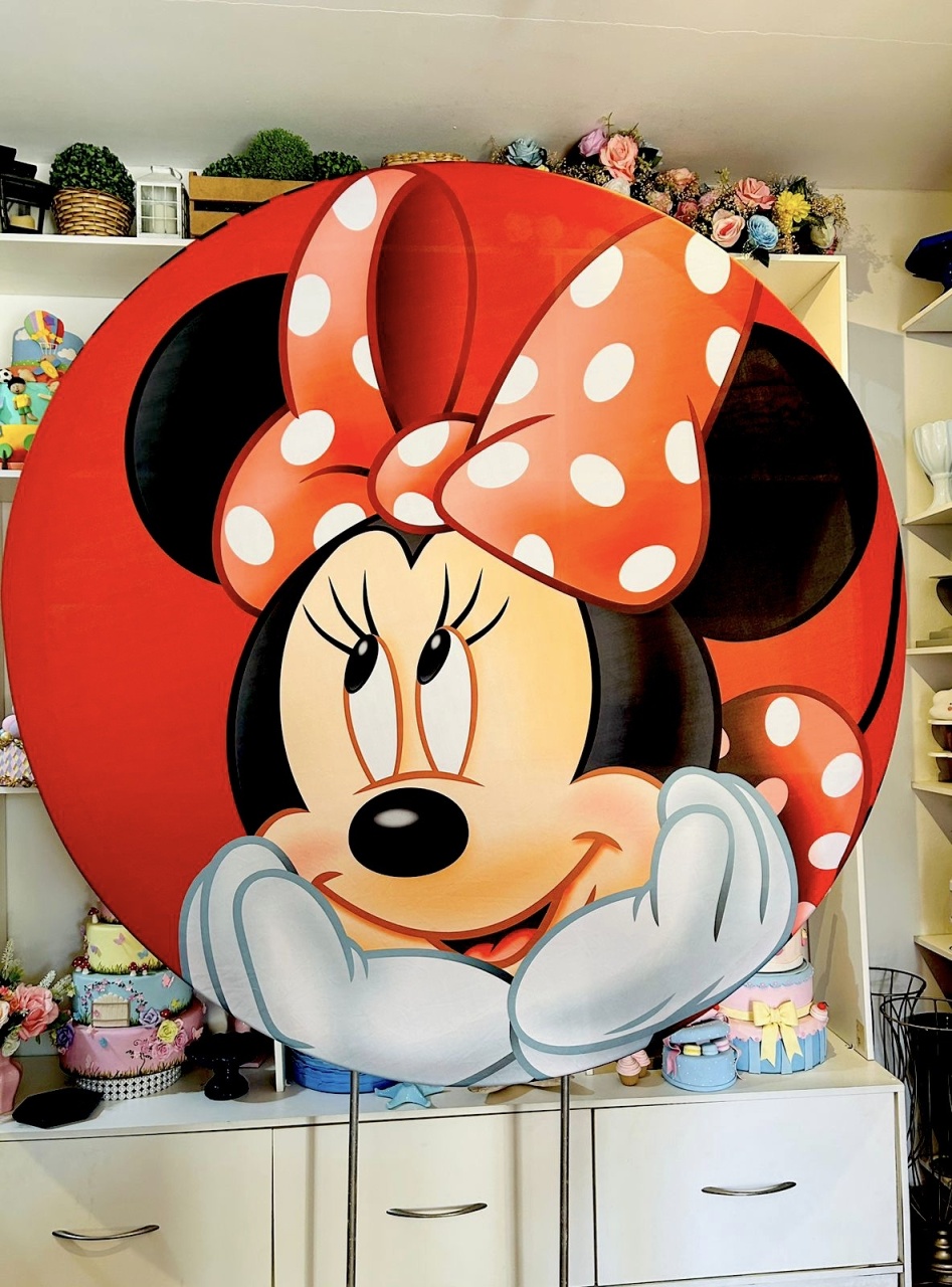 Painel Minnie Vermelha - Rosa Chiclete Loque e Decore