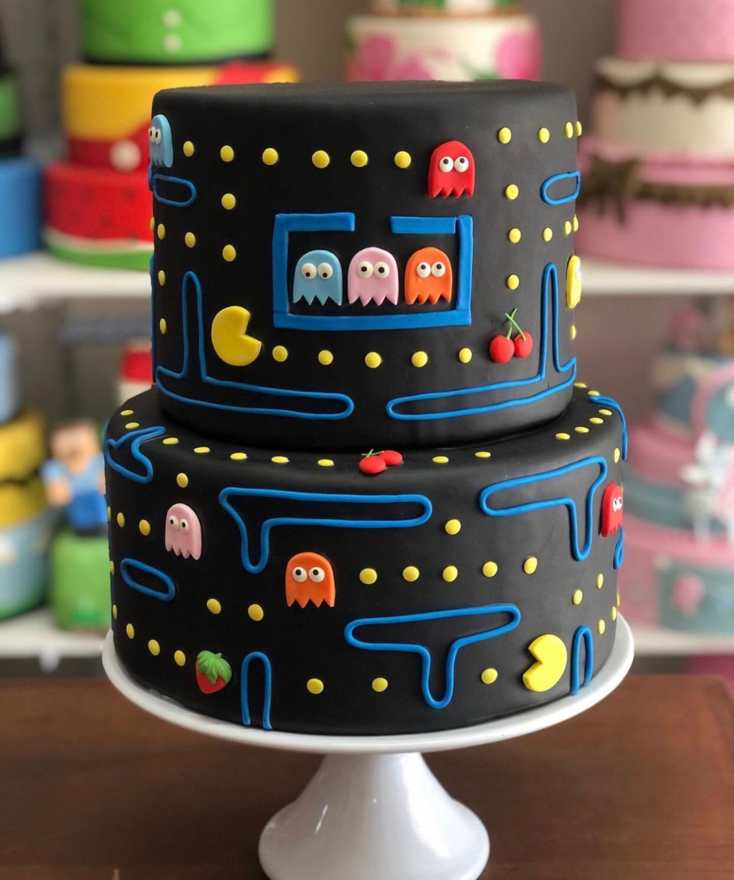 Bolo Fake Pac Man - Rosa Chiclete Loque e Decore