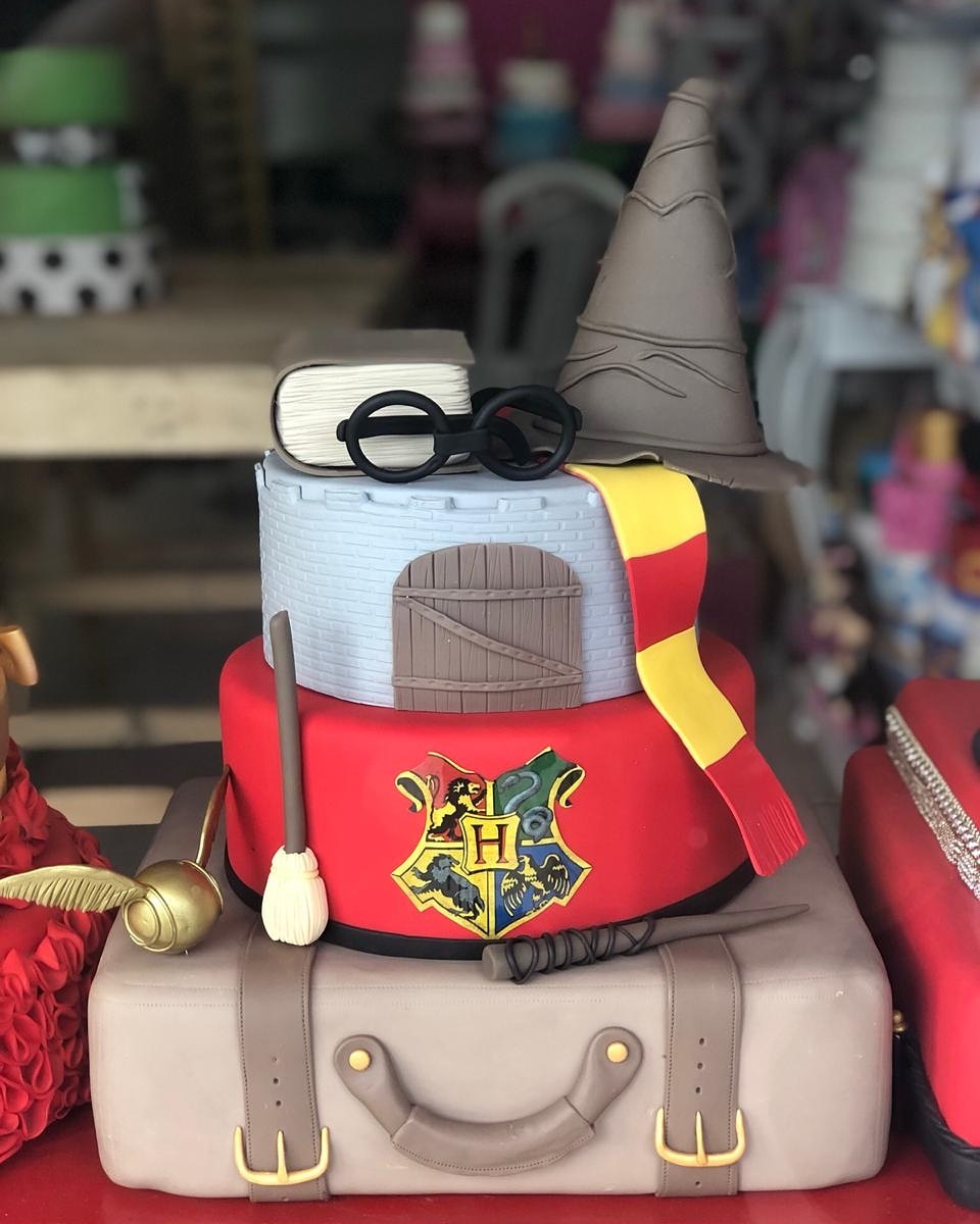 Bolo Fake Harry Potter - Rosa Chiclete Loque e Decore