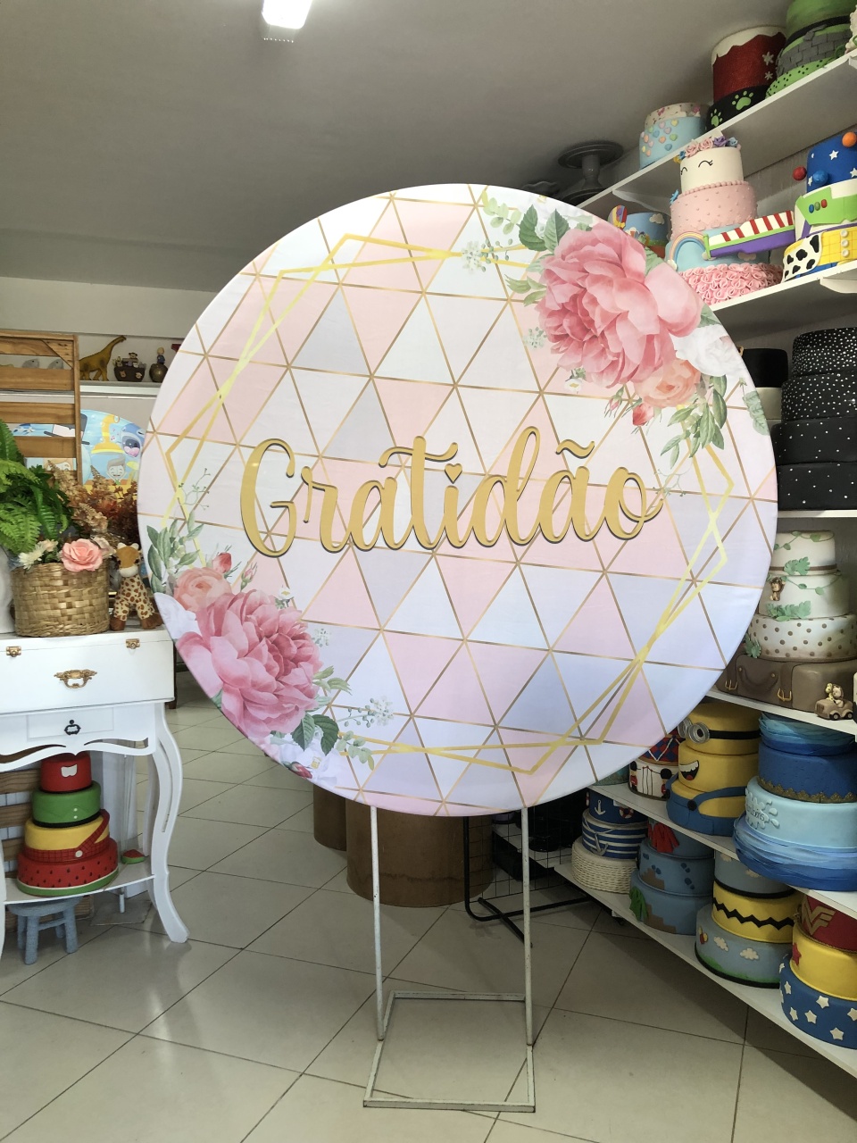 Painel Gratidão Rosa - Rosa Chiclete Loque e Decore