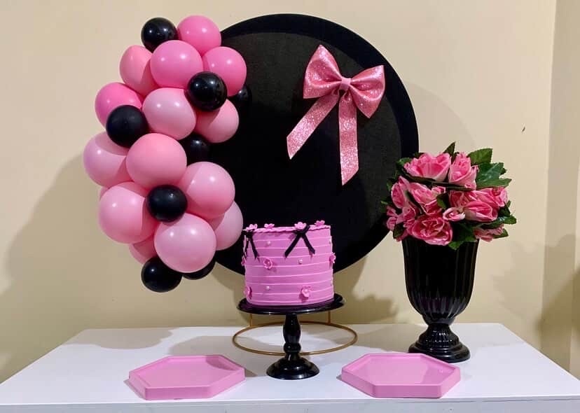 Pocket Laço Rosa E Preto - Vernizzi Decorações 