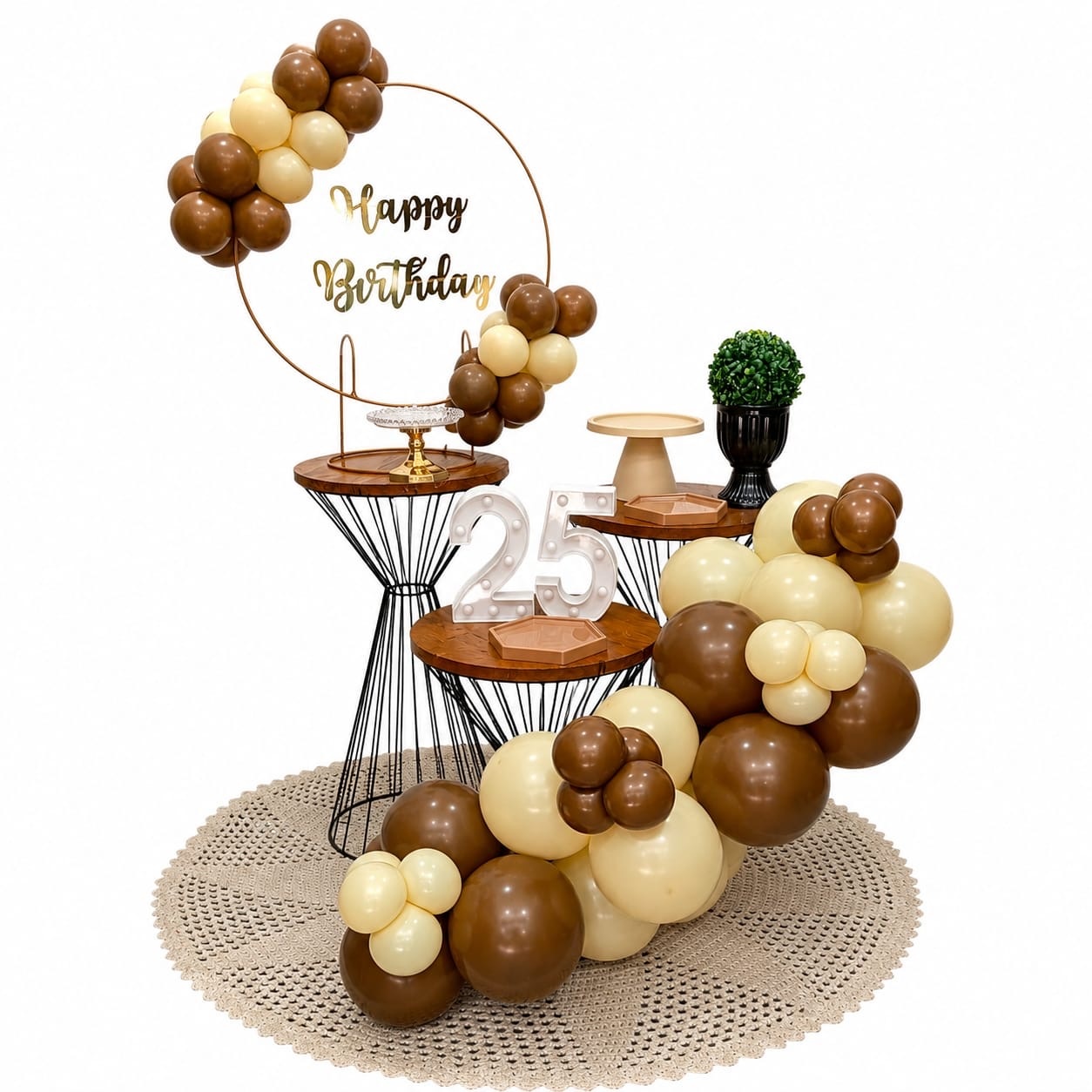 Happy Bege E Marrom - Vernizzi Decorações 