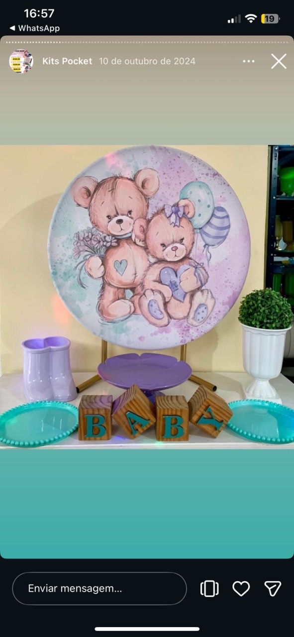 Revelação Urso Lilás - Vernizzi Decorações 