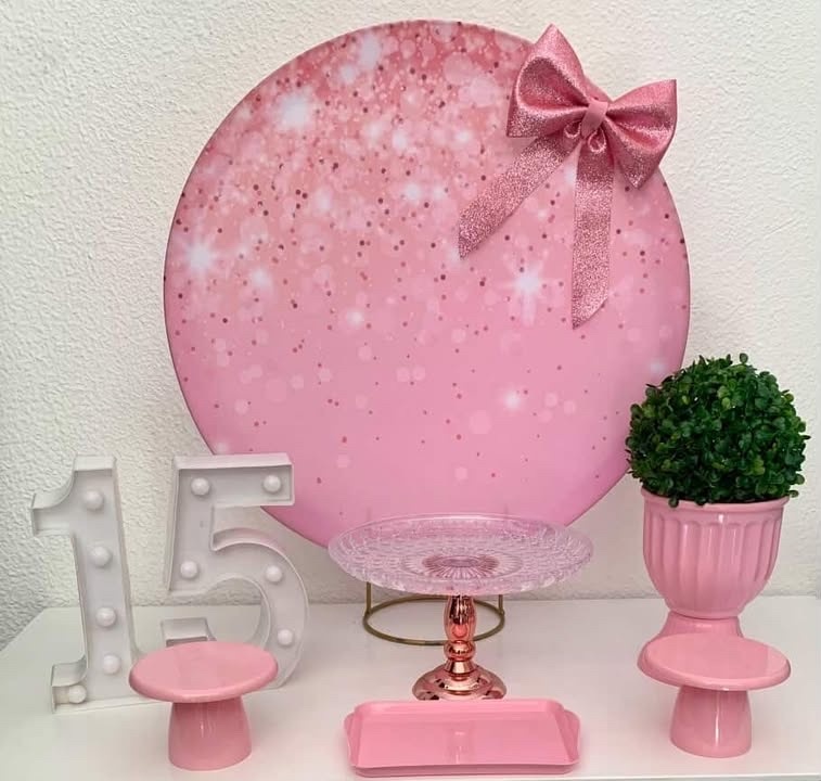 Glitter Rosa Laço - Vernizzi Decorações 