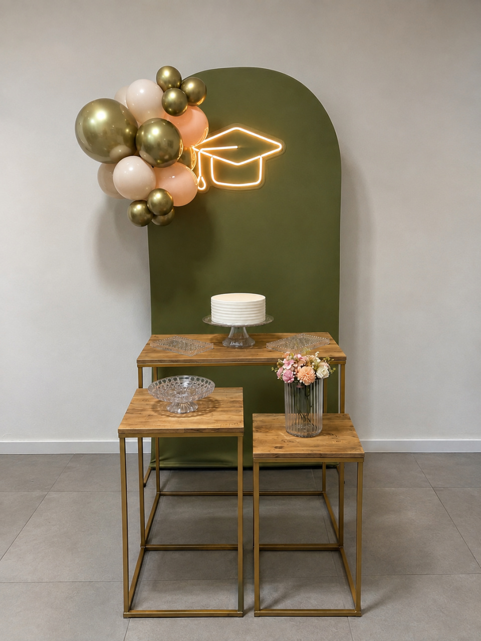 Kit Formatura Led C/ Balões - Verde Sálvia - AVELÃ DECOR