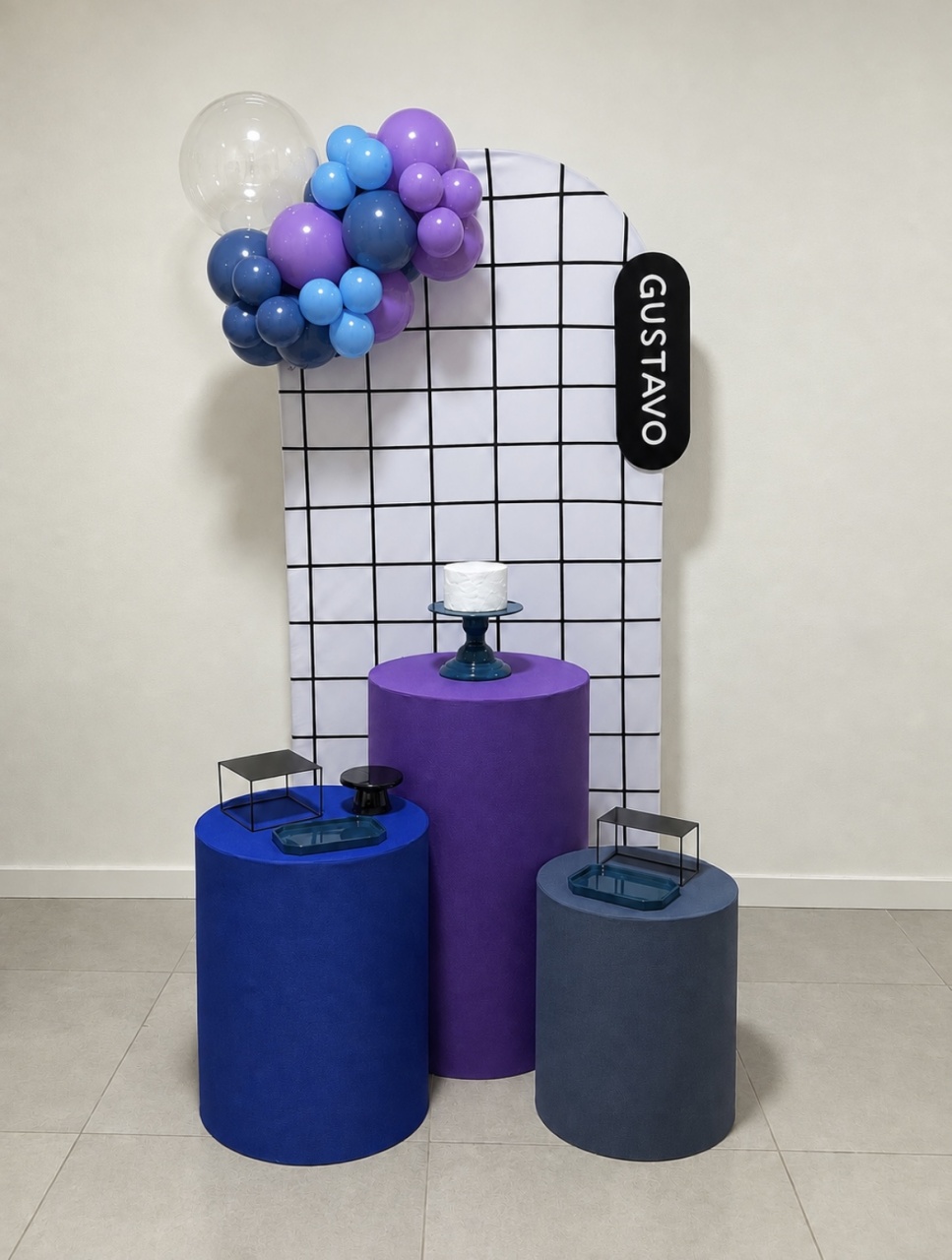 Kit Grid C/ Nome - Roxo + Tons de Azul (1) - AVELÃ DECOR