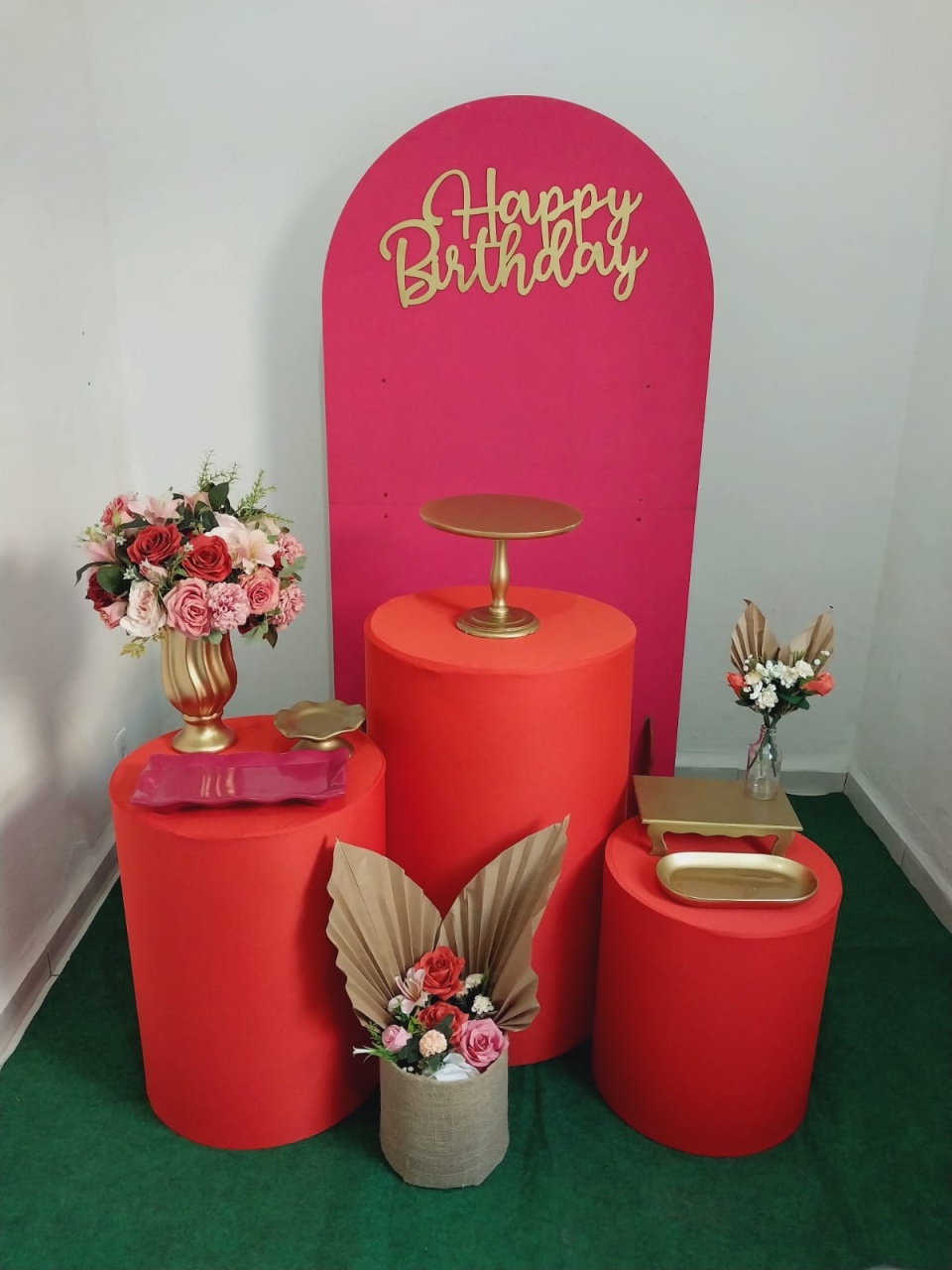 Kit Romano Pink E Laranja Happy Birthday - KaypemiLocações 