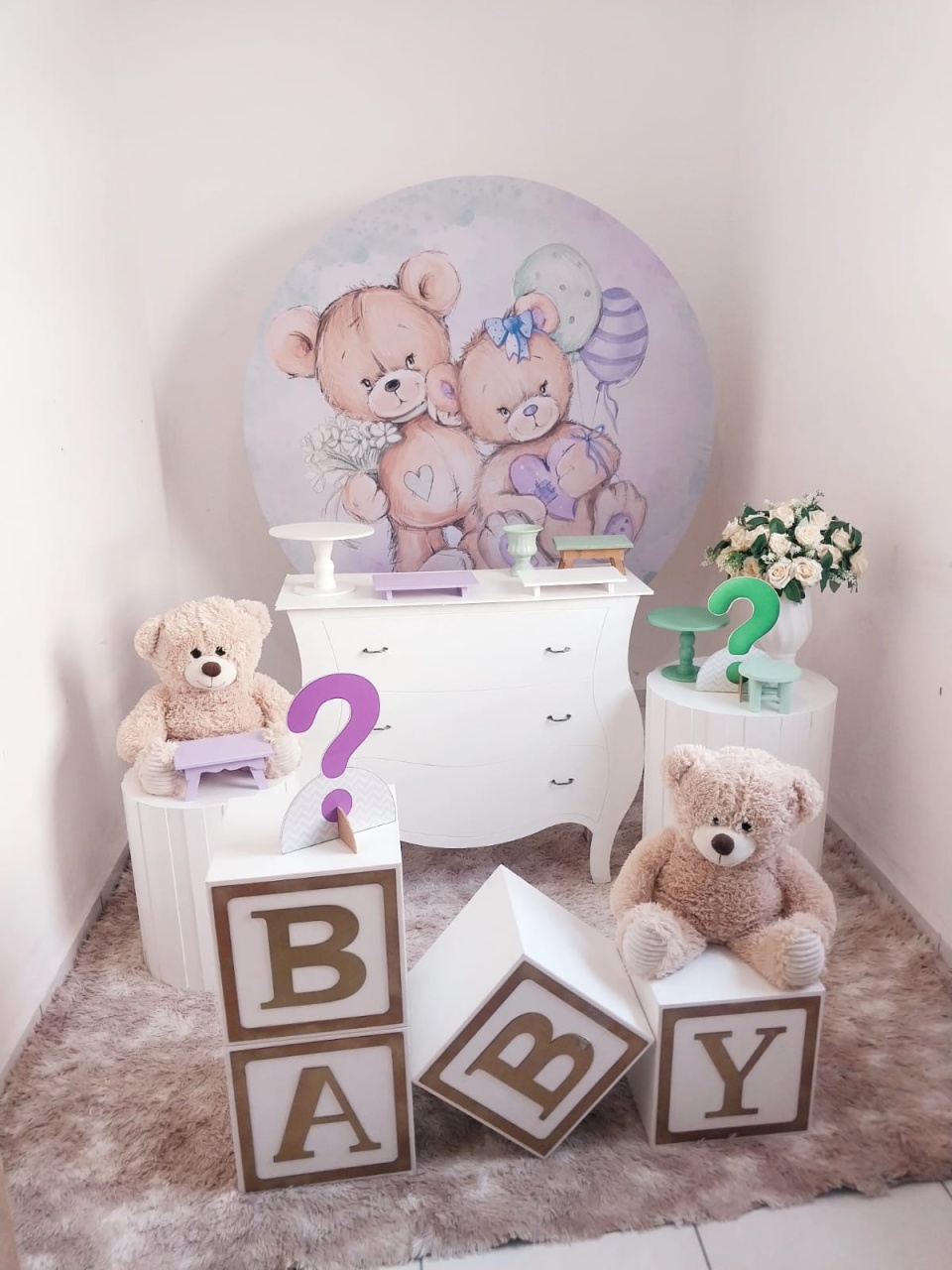 Kit Chá Revelação Verde E Lilas - KaypemiLocações 