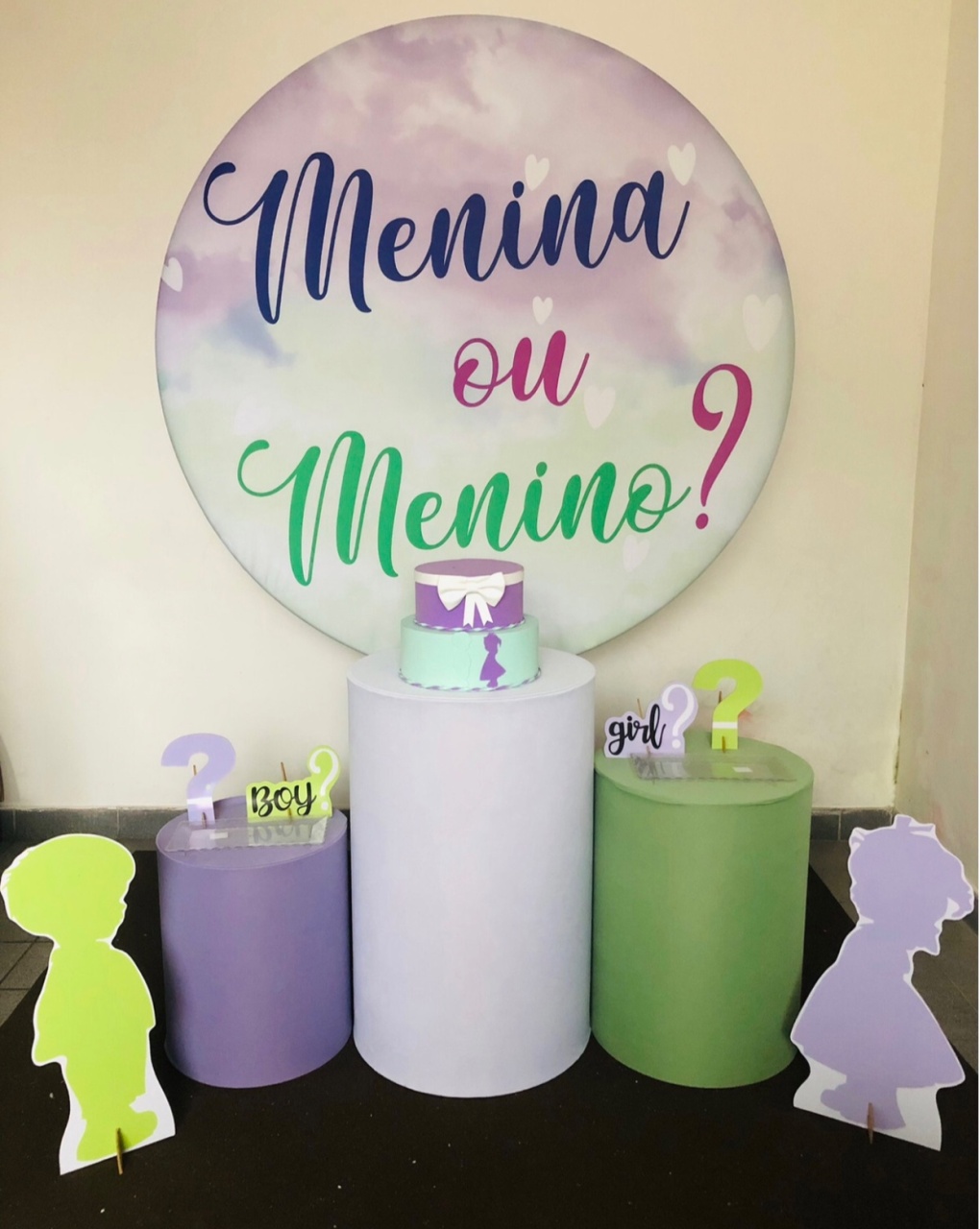 Chá Revelação Menino E Menina Verde/Lilás - Mundo dos Sonhos
