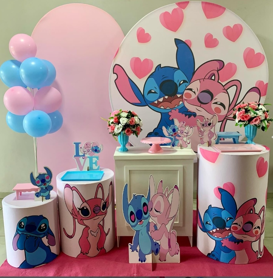 Stitch E Angel - Diamante - D´Coração Festaria
