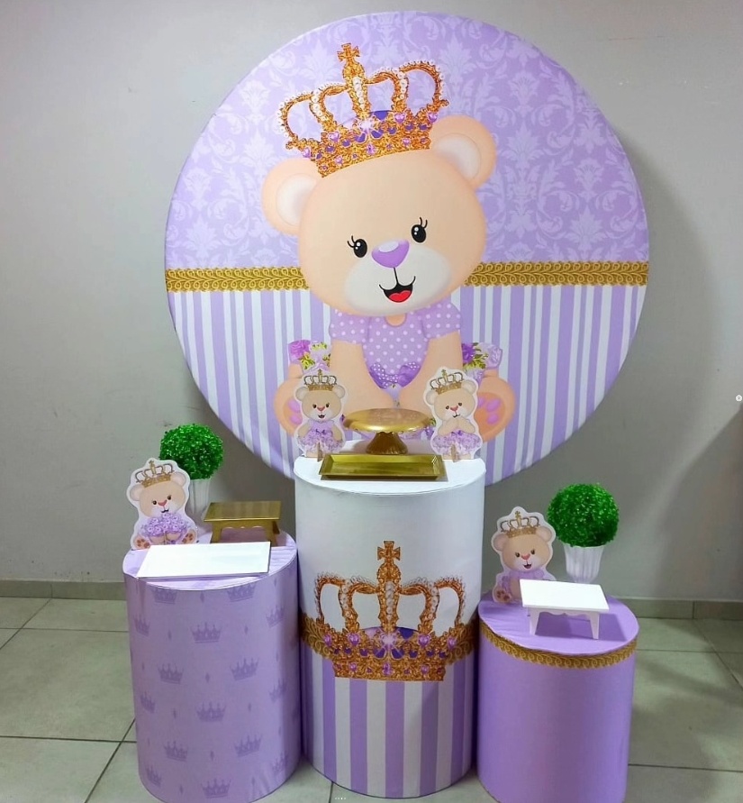 Ursinha Lilas-Prata - D´Coração Festaria
