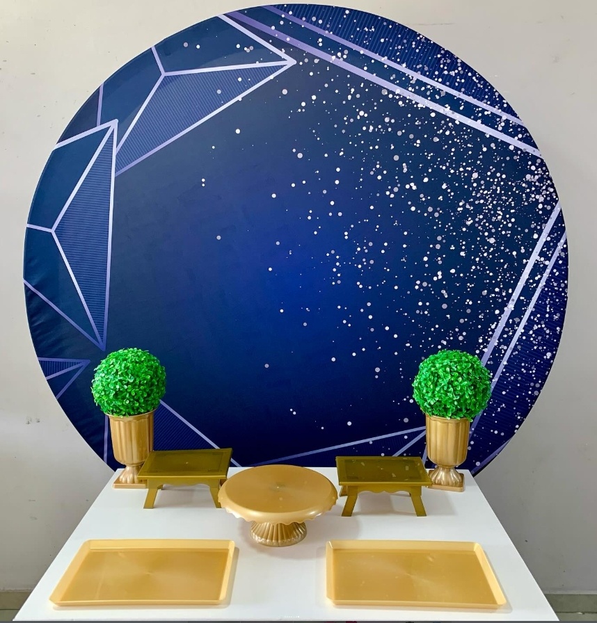 Azul Geométrico -.Bronze - D´Coração Festaria