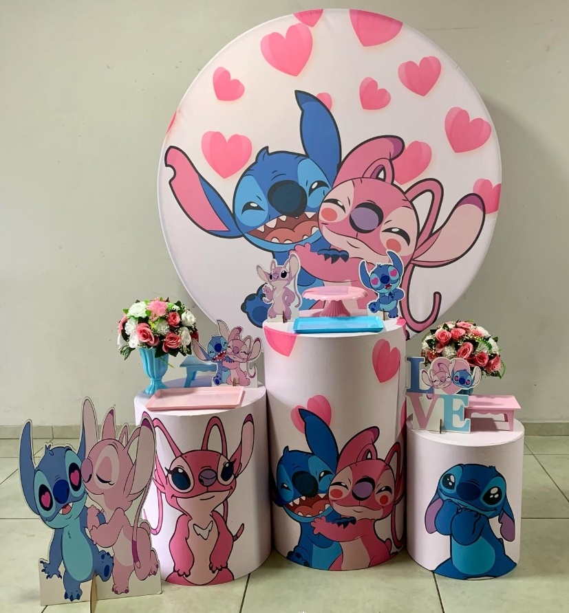 Stitch E Angel - Prata - D´Coração Festaria
