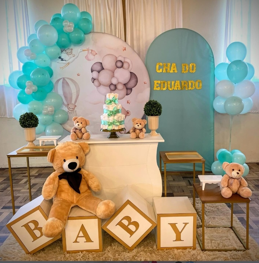 Composição Ursinho Baloeiro Azul - D´Coração Festaria