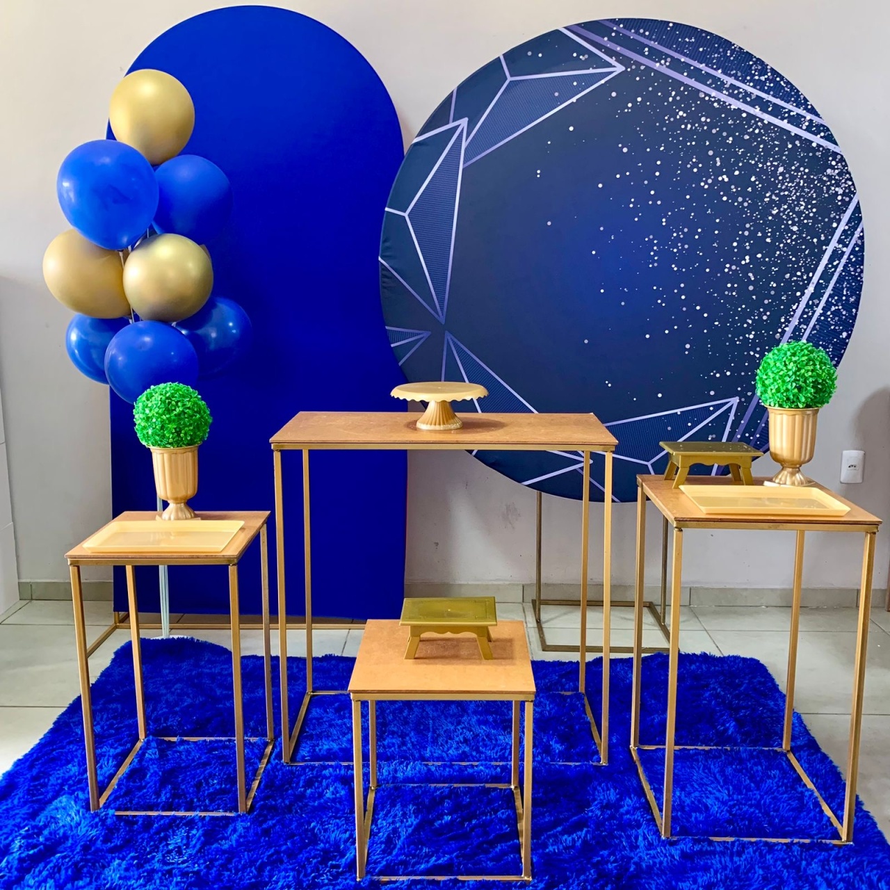 Azul Geometrico-Diamante - D´Coração Festaria