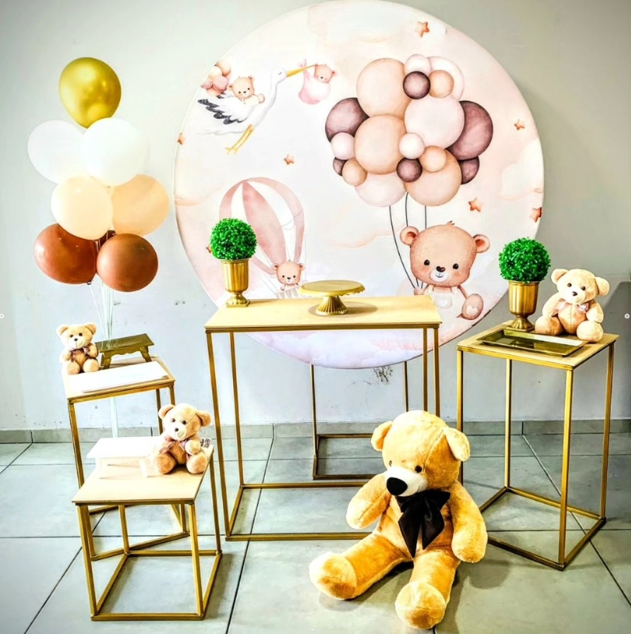 Ursinho Balões-Ouro - D´Coração Festaria