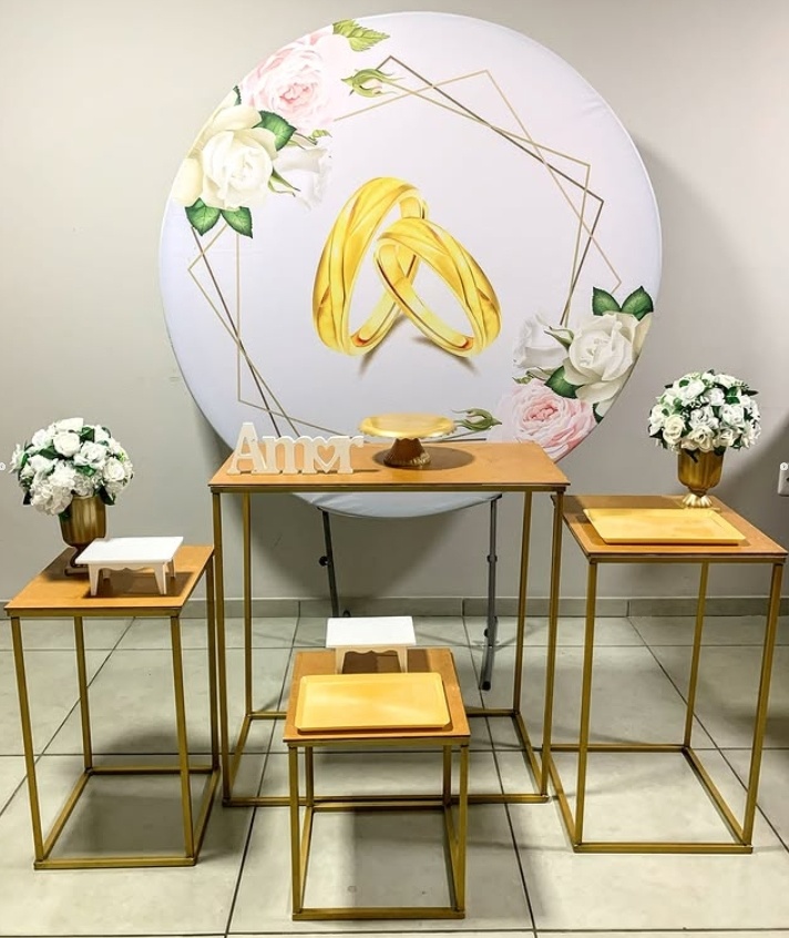 Casamento Mesa de Metal - Ouro - D´Coração Festaria