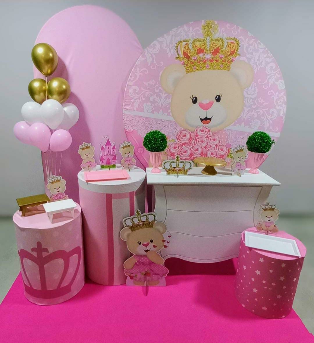 Ursinha Princesa Rosa-Diamante - D´Coração Festaria