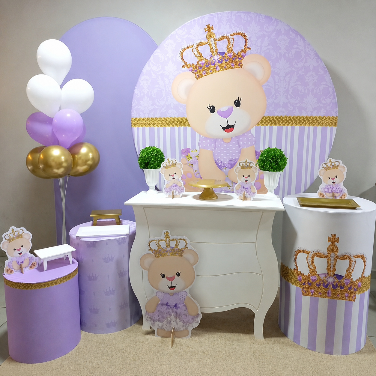 Ursinha Princesa Lilas-Diamante - D´Coração Festaria