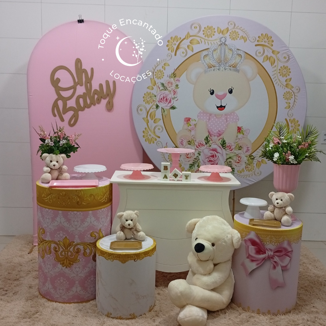 Kit Essencial 2.0 Cômoda - Ursinha Realeza (Urso Grande) - Toque Encantado Locações