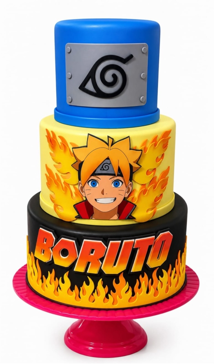 Bolo Fake 3 Andares - Boruto - Debora Conceição Rangel 