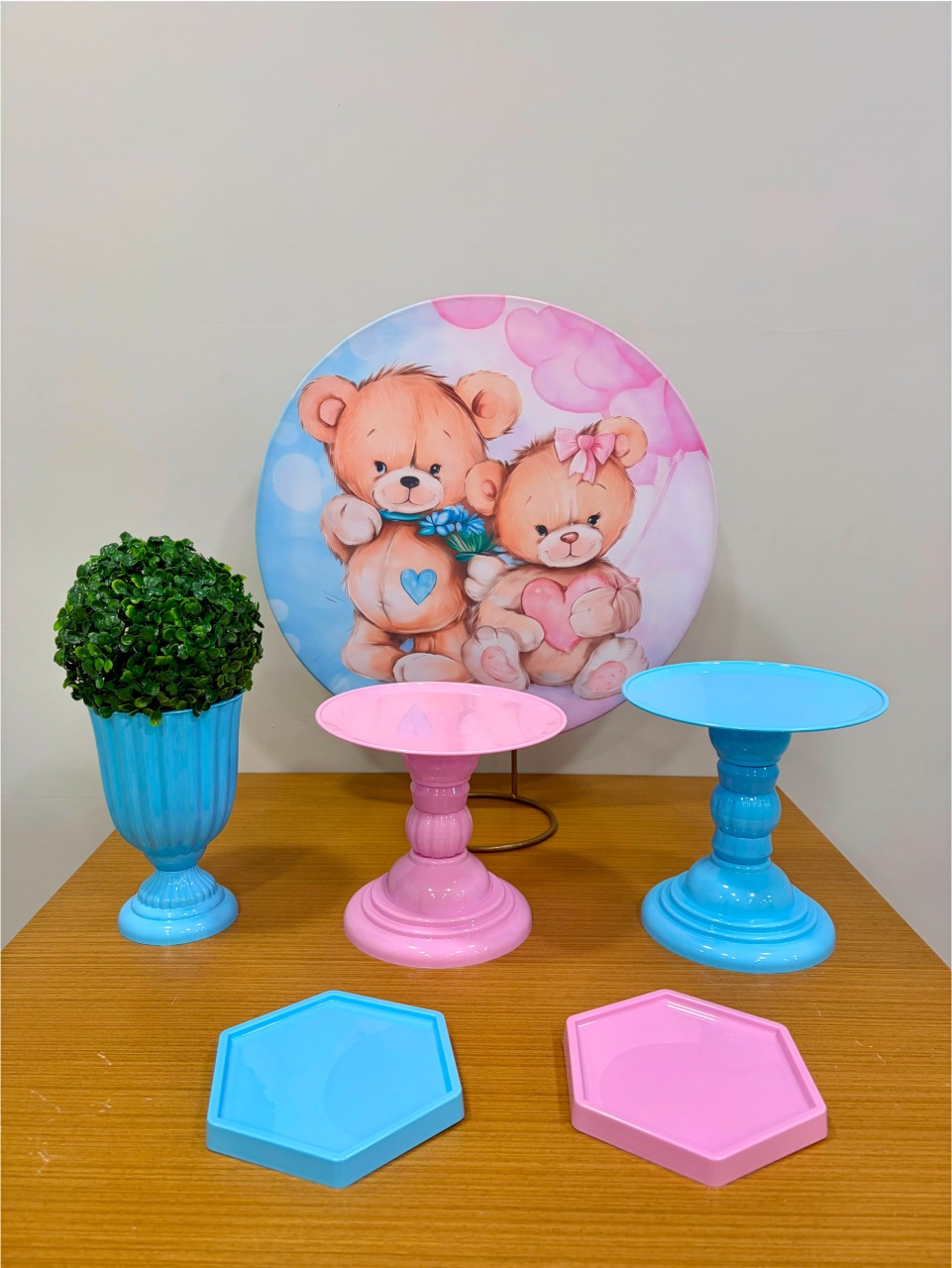 Urso E Ursa Chá Revelação Vintage de Mesa - Debora Conceição Rangel 