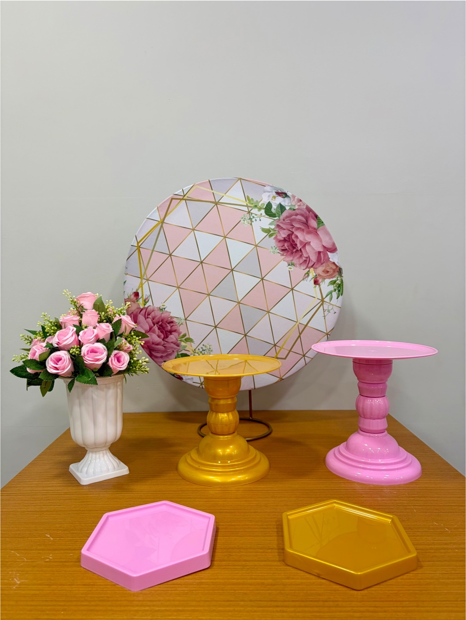Marmorizado Rosa Floral de Mesa - Debora Conceição Rangel 