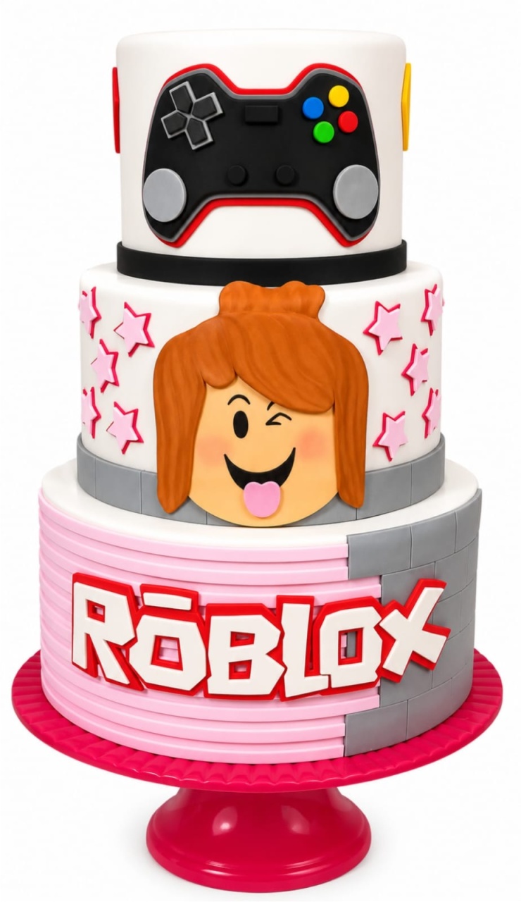 Bolo Fake 3 Andares - Roblox Feminino - Debora Conceição Rangel 