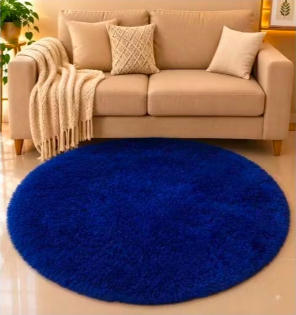 Tapete Redondo Felpudo 2,00 X 2,00 - Azul Escuro - Debora Conceição Rangel 