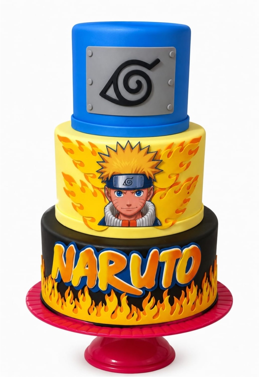 Bolo Fake 3 Andares - Naruto - Debora Conceição Rangel 