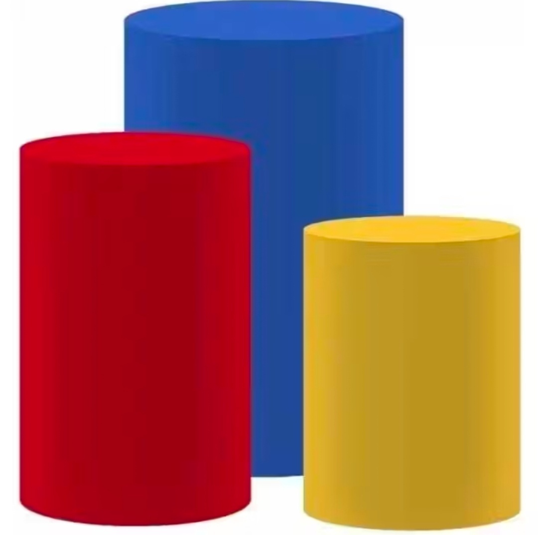 Capa Para Cilindros - Azul, Amarelo E Vermelho Liso - Debora Conceição Rangel 
