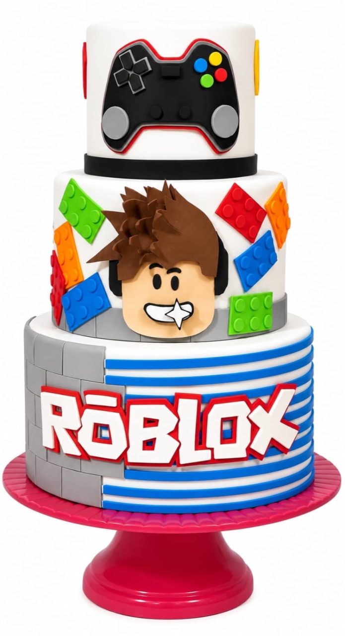 Bolo Fake 3 Andares - Roblox Masculino - Debora Conceição Rangel 