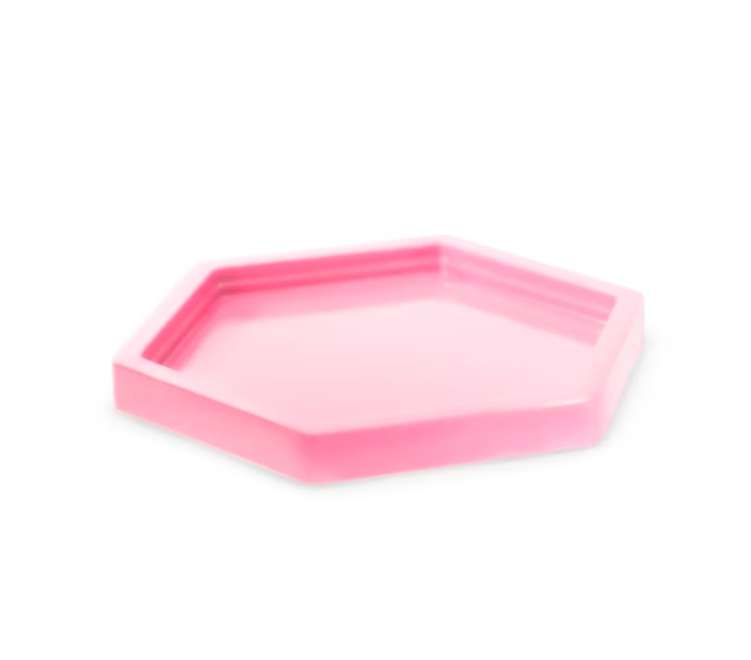 Bandeja Sextavada - Rosa Candy - Debora Conceição Rangel 