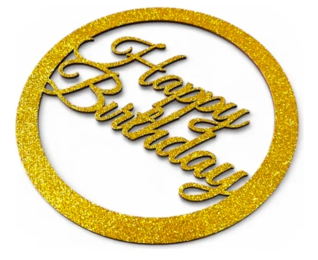 Placa Mdf Happy Birthday 30Cm - Dourado - Debora Conceição Rangel 