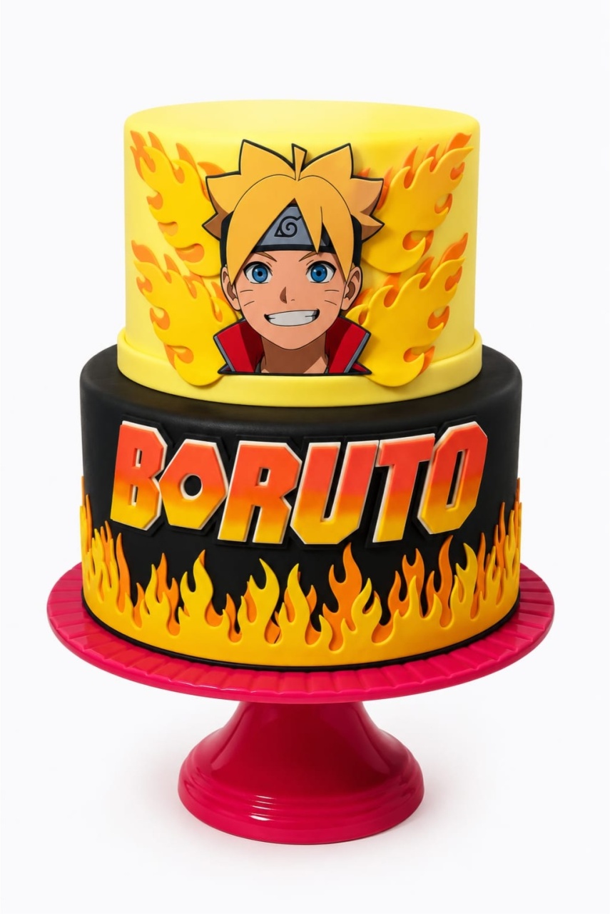 Bolo Fake 2 Andares - Boruto - Debora Conceição Rangel 