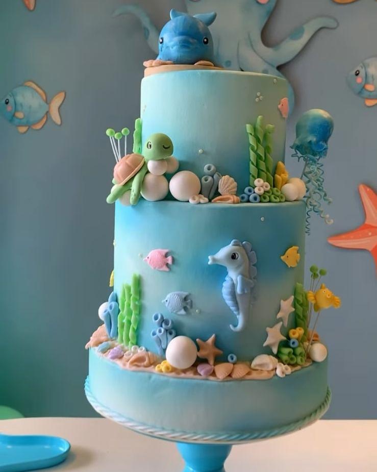 Bolo Fake Fundo Do Mar Menino - Ki_decoração 
